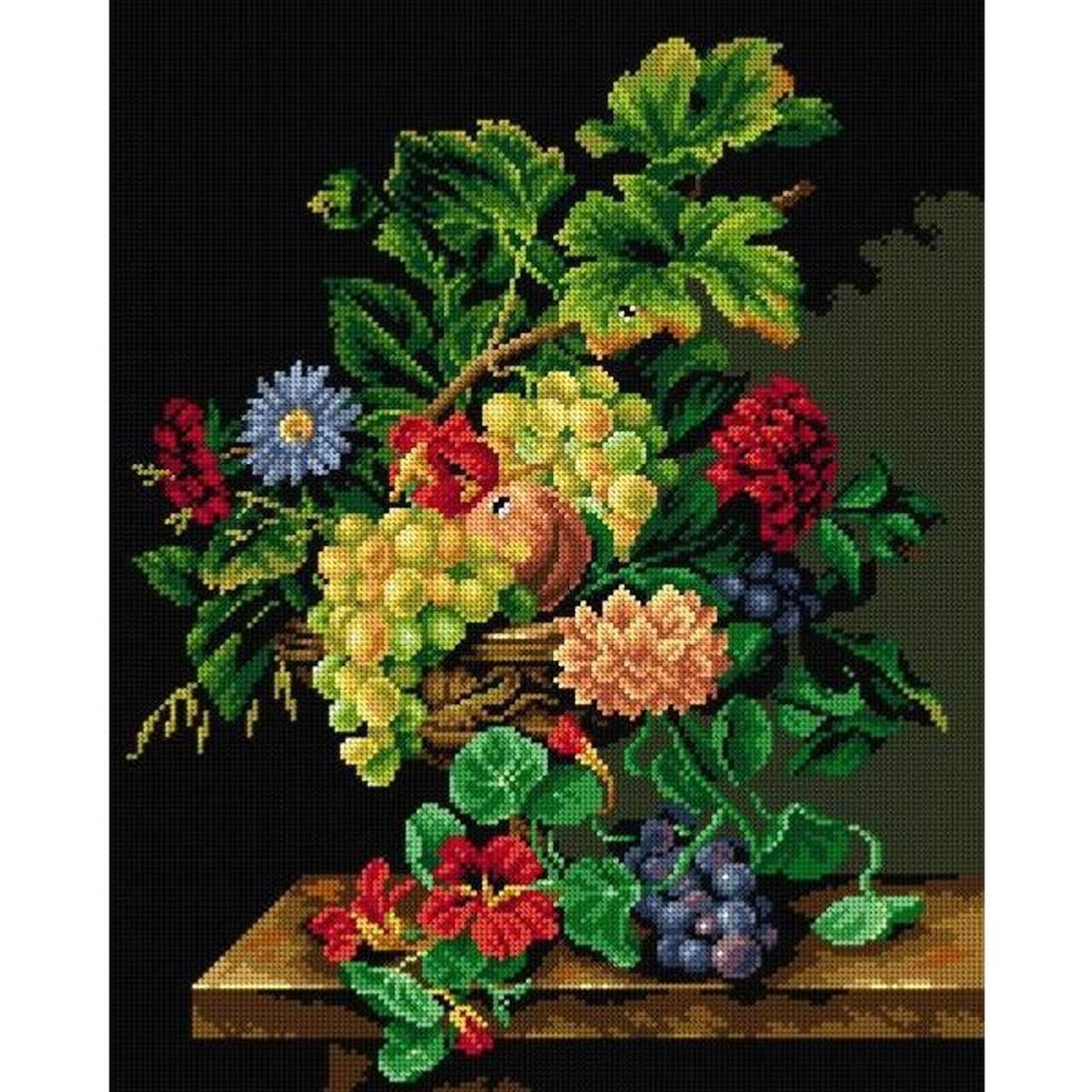 Orchidea Jean-Claude Rubellin Still Life with Flowers Gobelin Canvas For Halfstitch Without Yarn